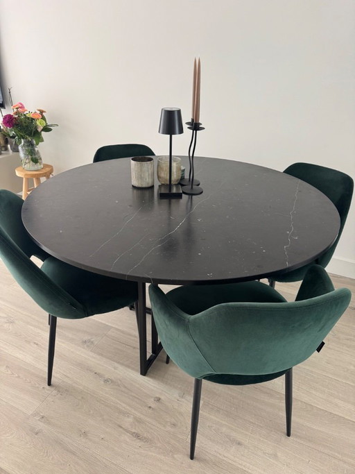 Table à manger ronde en marbre Nero Marquina 130cm - Table Du Sud
