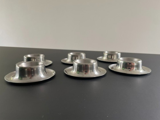 Image 1 of Set van 6 vintage RVS INOX eierdopjes | minimalistisch design