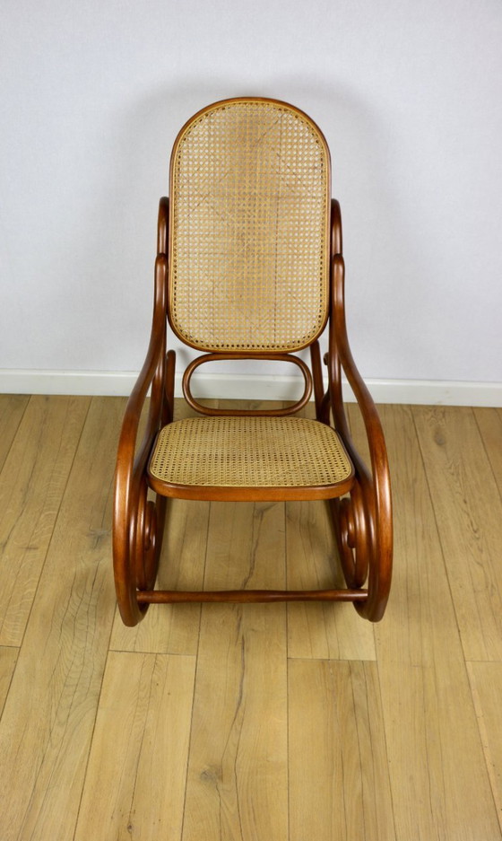 Image 1 of Rocking chair on runners, original light brown, 1970s - perfect like new