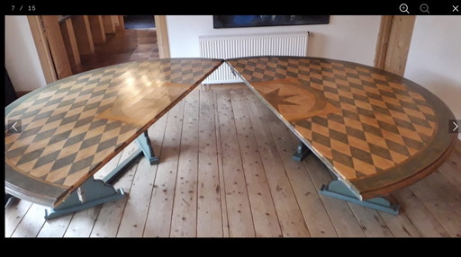 Unieke handgemaakte ronde tafel XXL in 2 delen