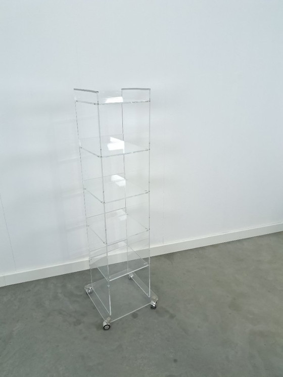 Image 1 of Plexiglass Shelving Unit Storage Cabinet on Wheels