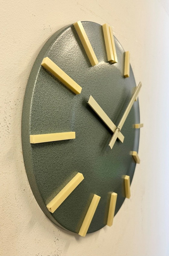 Image 1 of Grey Industrial Office Wall Clock from Pragotron, 1970s