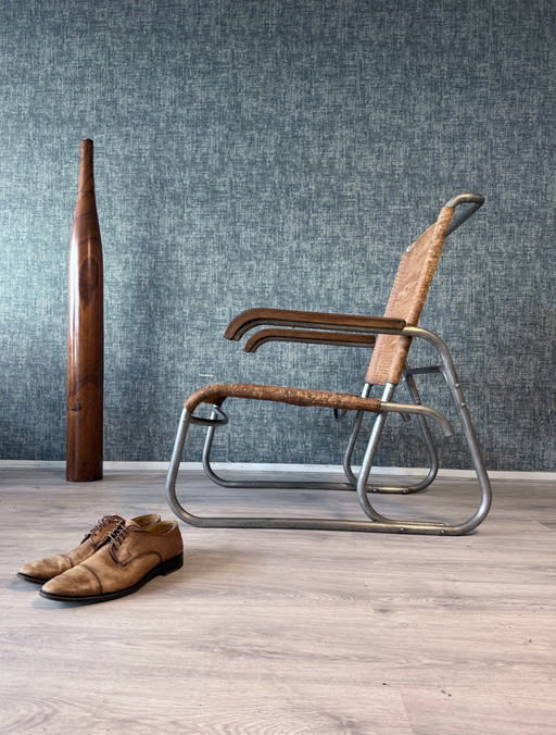 Vroege Bauhaus fauteuil met hoge rugleuning Veha, Den Haag, jaren 30