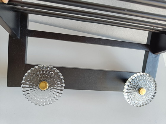 Image 1 of Italienische Wandgarderobe aus der Mitte des 20. Jahrhunderts mit Glas- und Messingknöpfen, 1960er Jahre