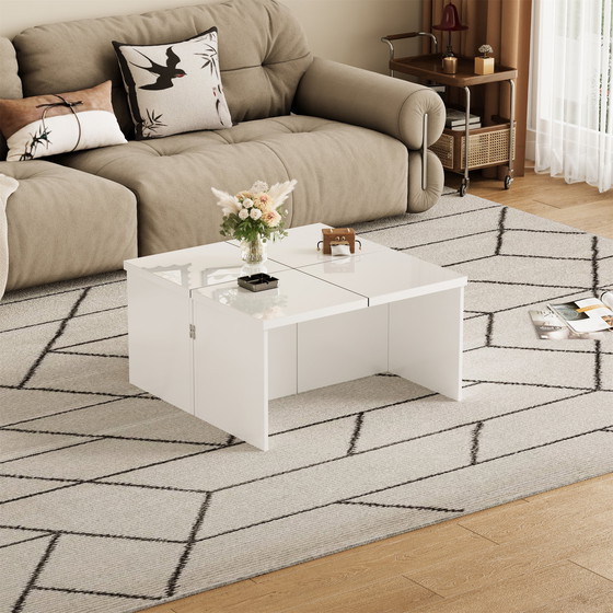 Image 1 of Urban Meuble White Glossy square coffee table, table top with free combination UVVEDS