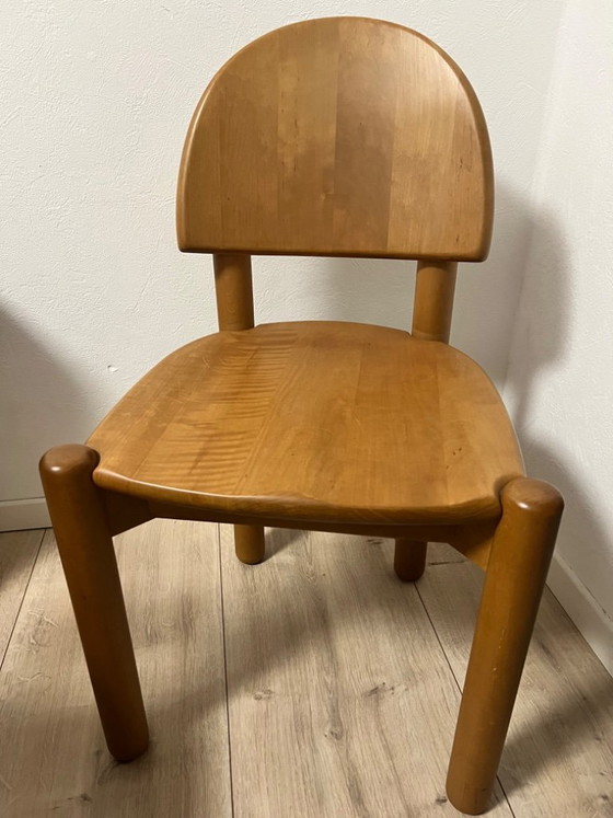Image 1 of Ensemble de 6 chaises de salle à manger en hêtre massif, signées Rainer Daumiller, années 1970/1980