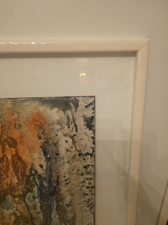 Dries Van den Broeck (1923-1995), Original Abstract Material Work (1992), Art, Glass, Paper, Beige (photo 5 of 13)