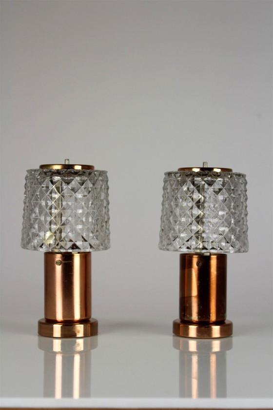 Lampade da tavolo in rame di Kamenicky Senov, anni '70, set di 2 – Glass, Copper (photo 4 of 13)
