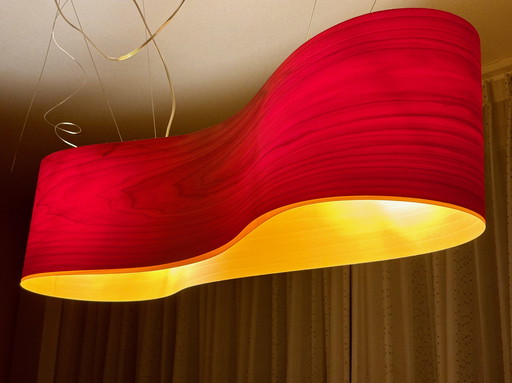 Lzf New Wave Pendant Lamp, Red/Yellow Wood Veneer