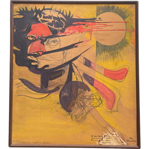 Peinture abstraite vintage, années 1960