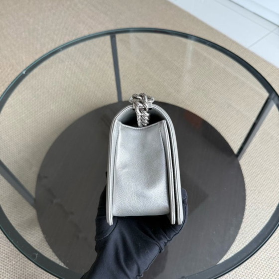Image 1 of Chanel Boy Medium - Caviar 25CM Quilted Iridescent Silver Hardware Sereis 24