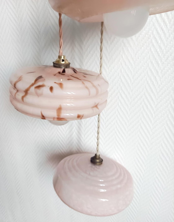 Image 1 of Suspension cascade globes verre de Clichy vintage
