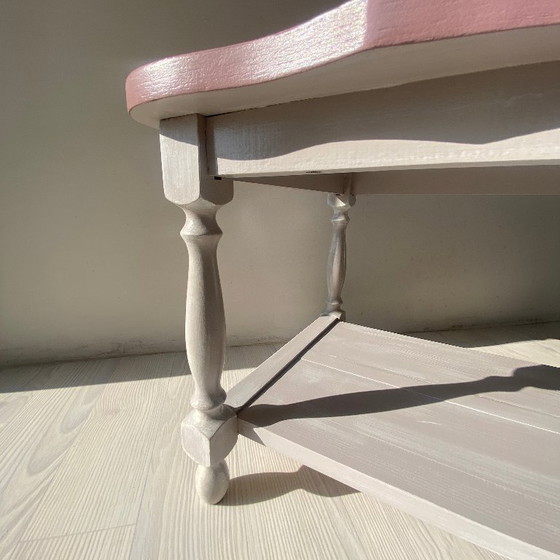 Image 1 of Vintage rustic pink and gold coffee table