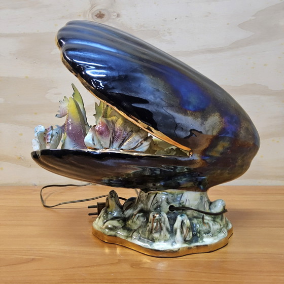 Vintage Monazur Franse Keramieken Schelp Vissen Lamp XXL Monaco Sculptuur Diepzee Lamp – Tafellampen (photo 13 of 15)