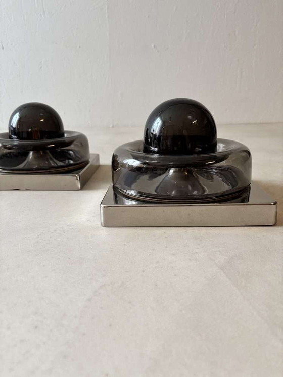 Image 1 of Lampade da parete in vetro fumé Cosack anni '70