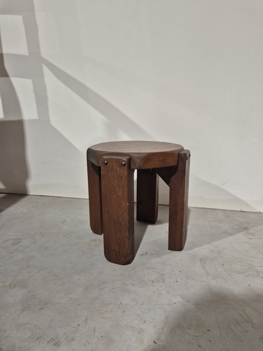 Brutalistischer Art-Deco-Hocker oder Pflanzentisch