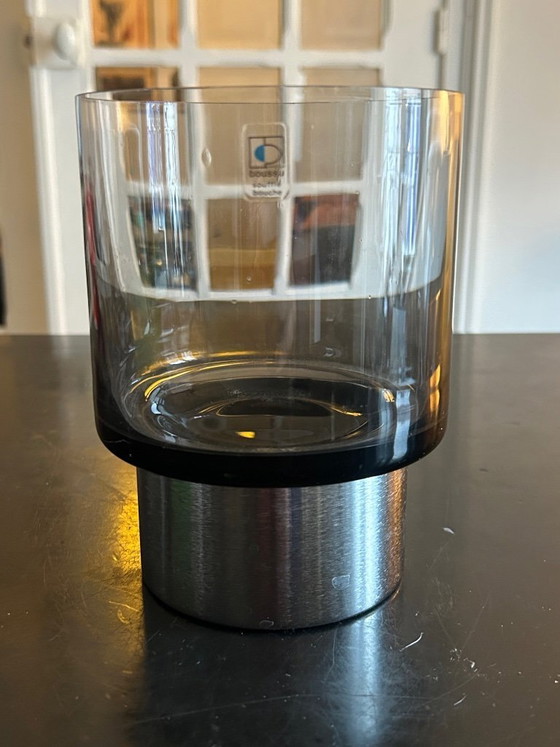 Image 1 of smoked glass candlestick by Boussu, 1970