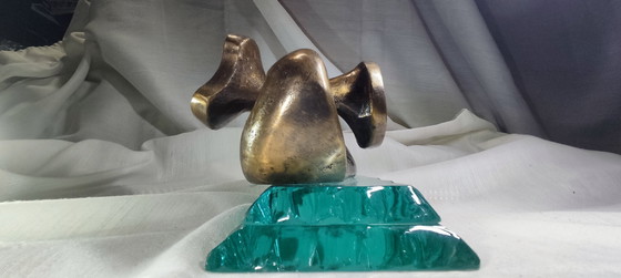 Image 1 of Modernist Abstract Bronze Sculpture "Bass Tuba"