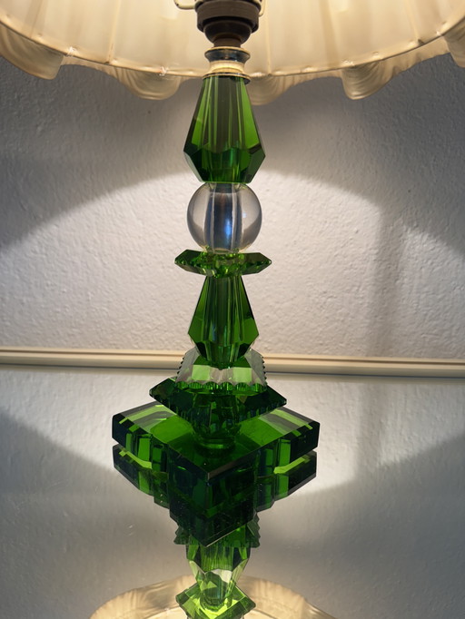 Smaragdkristall-Lampe Art Deco