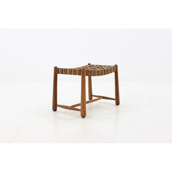 Image 1 of Vintage oak stool, Czechoslovakia 1960