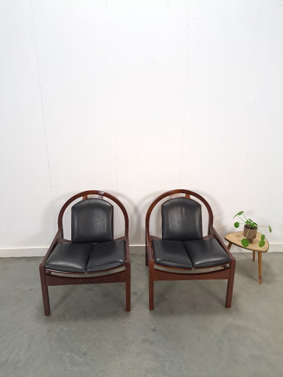 Image 1 of Ensemble de fauteuils en cuir noir Argos, Baumann France