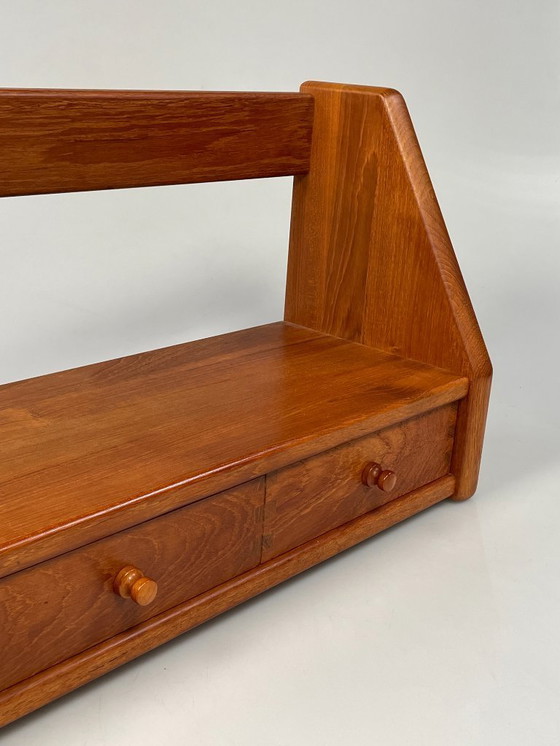 Image 1 of Vintage Wall Shelf With Drawers, Dyrlund, Solid Teak, Denmark 1970's