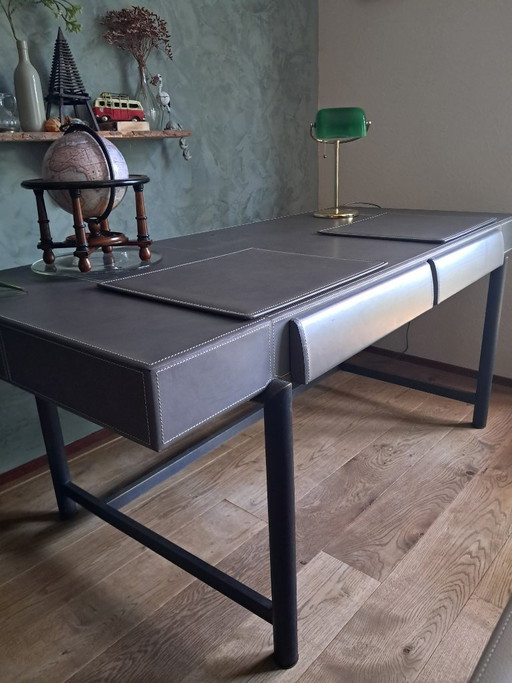 Scrivania Promemoria con piano in pelle – bureau, Leather, Metal