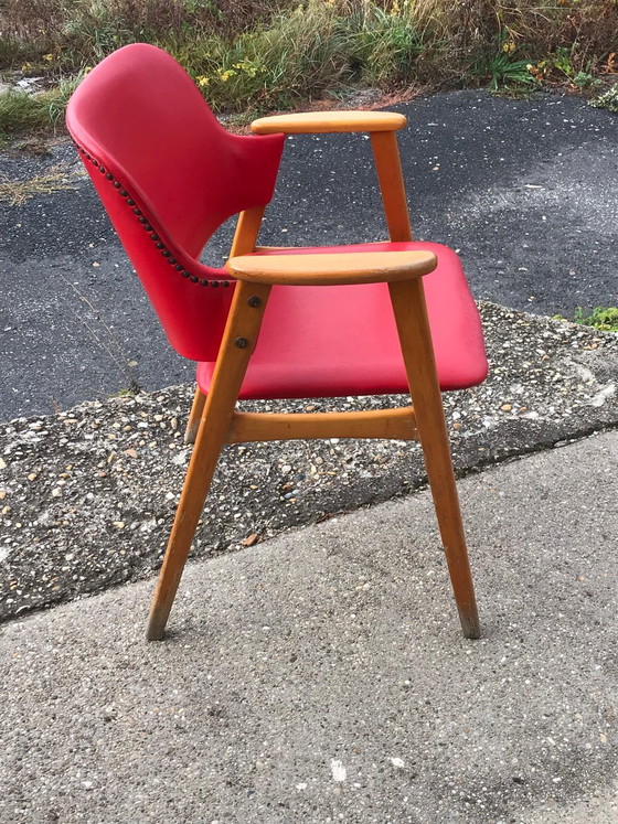 Hungarian Red Faux Leather Desk Chair, 1960s – Office chairs (photo 3 of 6)