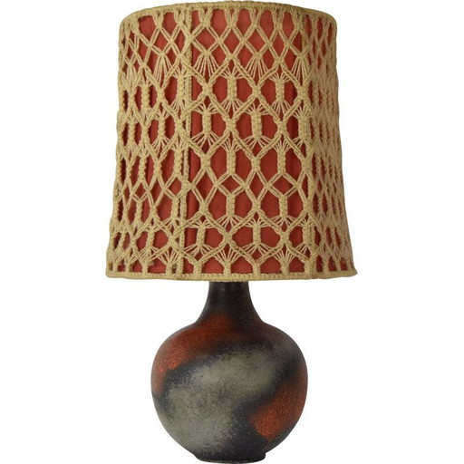 Lampada vintage in tessuto e ceramica, Cecoslovacchia 1970