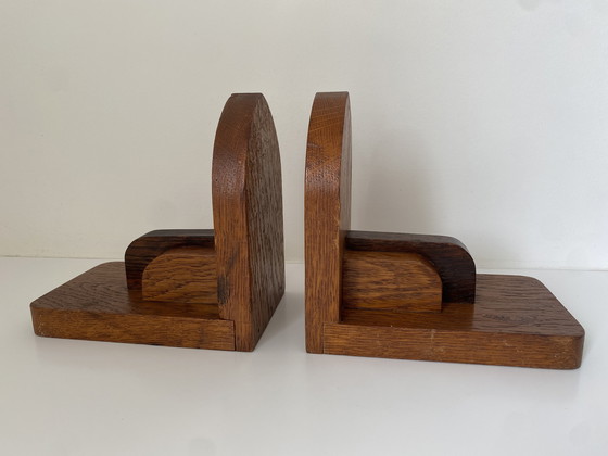 Image 1 of Art deco wooden bookends - Amsterdam school - Vintage