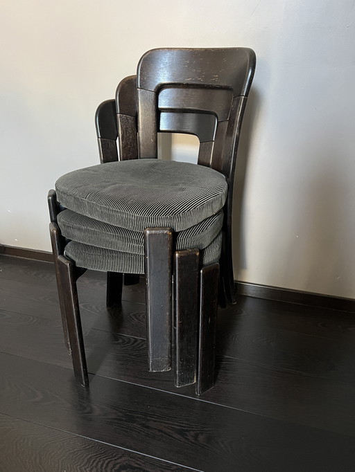 3 x Bruno Rey chair stoelen gestoffeerd met grijze strepen
