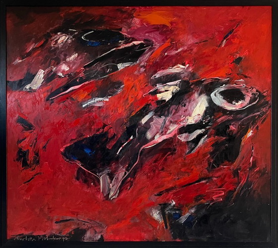 Image 1 of Charlotte Molenkamp - Painting with a fish, oil on canvas, very large