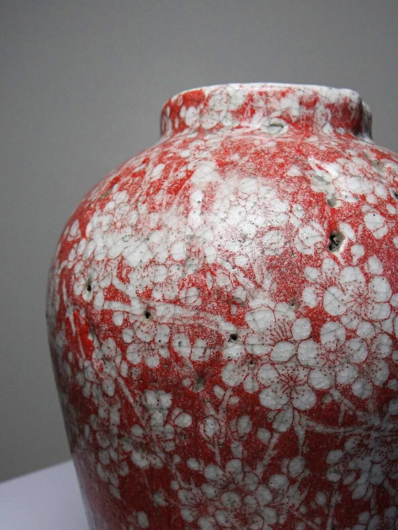 Vaso in ceramica raku smaltata decorato con sakura, vintage anni '80-'90. – Vasi, Porcellana (photo 4 of 14)