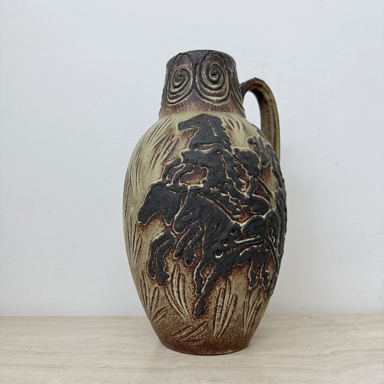 Image 1 of Vaso vintage Scheurich della Germania Ovest con decorazione a forma di cavallo, anni '70