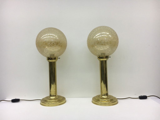 2 lampes de table à globe XL, design Mid Century, années 1970