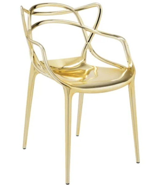 4x Kartell Master eetkamerstoel Metallic Gold