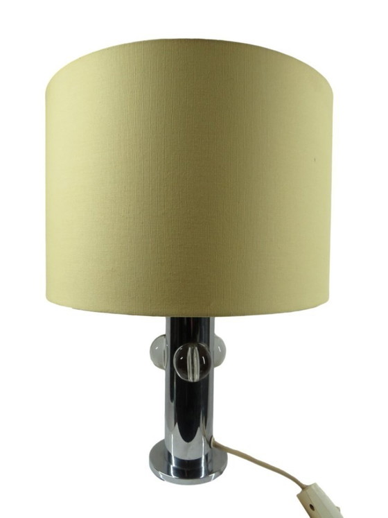 Image 1 of Vintage, very rare table lamp, chrome and glass, by Kaiser, 1960s