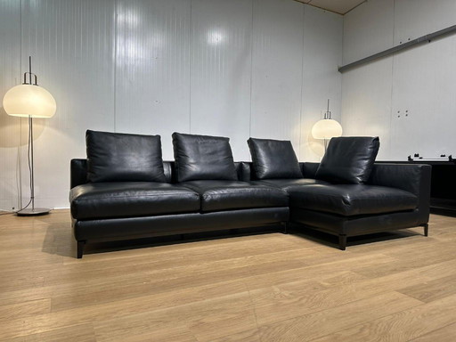 Divano angolare Minotti Andersen in pelle nera, come nuovo.