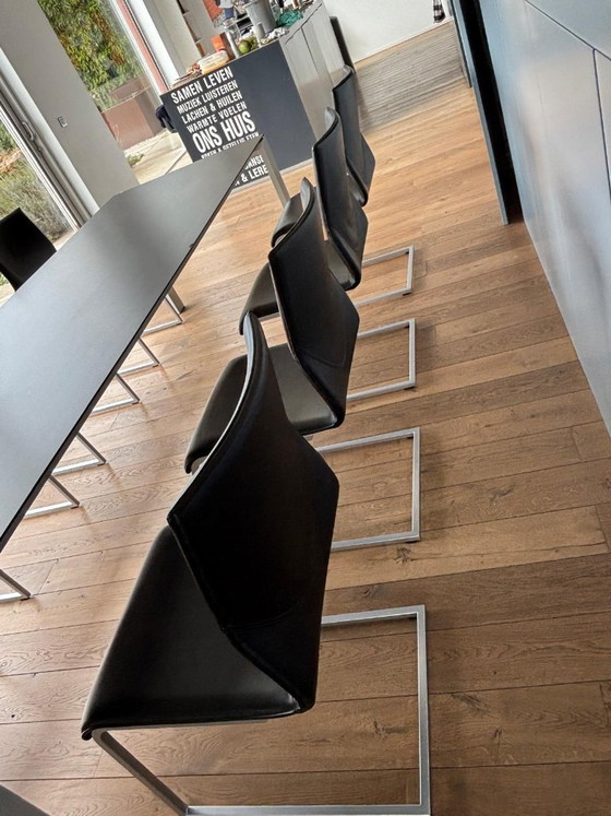 Willisau Dining chairs, black leather, Chrome, Modern (photo 11 of 11)