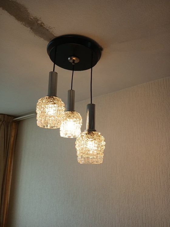 Image 1 of Cascade Lamp - Glas - Chrome - Vintage - Jaren 60 