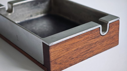 Cendrier en acier teck, design moderne des années 70