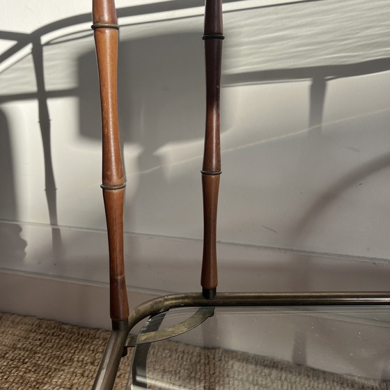 Image 1 of Faux Bamboo brass bar cart trolley serving trolley vintage