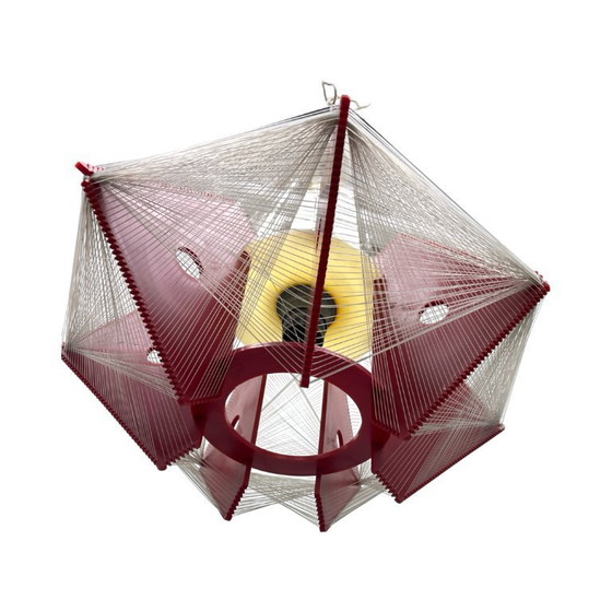 Image 1 of "Rozwój" Kłobuck, lampe suspendue à fil, design polonais de la période PRL, ère spatiale, années 1970.