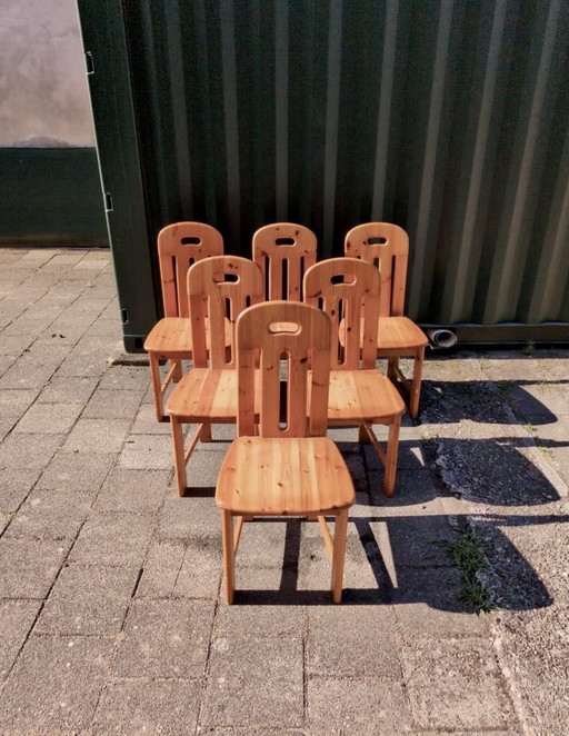 6er-Set Effezeta-Esszimmerstühle aus Kiefer