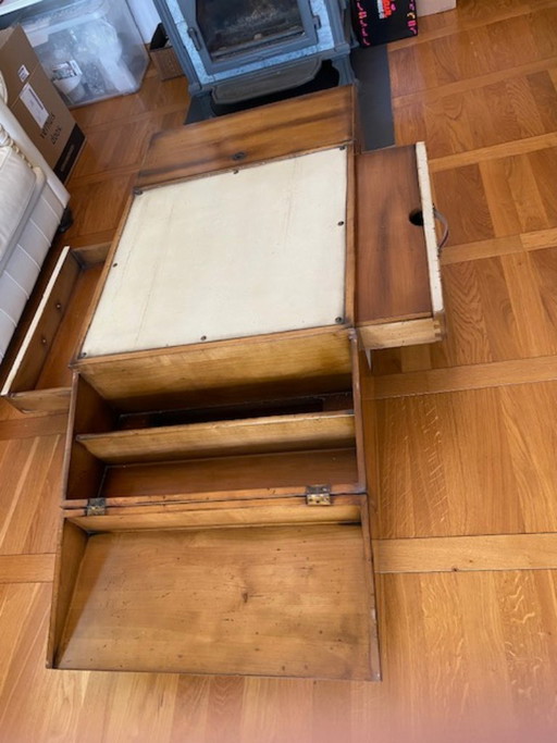 Coffee table with various storage spaces – salontafels, Wood, Leather (photo 2 of 5)