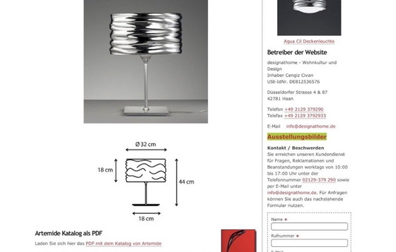 Image 1 of AQUA cil table lamp by ARTEMIDE, 2 available