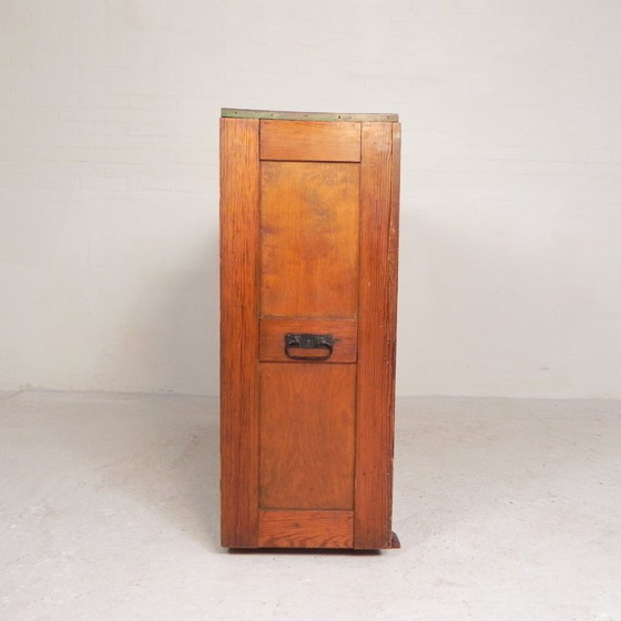Pine school chart cabinet, architect's cabinet, map cabinet, 1930s, Storage cabinet, Wood, Brown (photo 11 of 25)