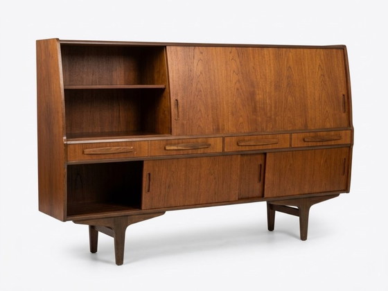 Rare Vintage Danish Teak Highboard By Poul M. Jessen, 1960s, High Boards, Wood, Brown (photo 4 of 5)