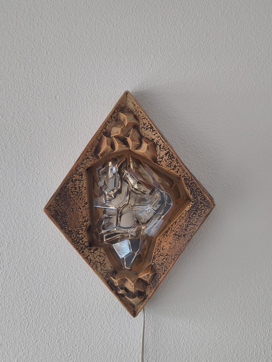 Image 1 of Jaren 70 brutalistische lamp keramiek 