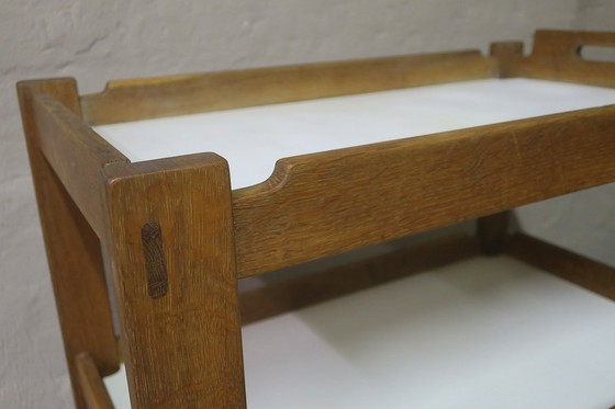 Image 1 of Carrello da portata brutalista in rovere, Danimarca 1950-60